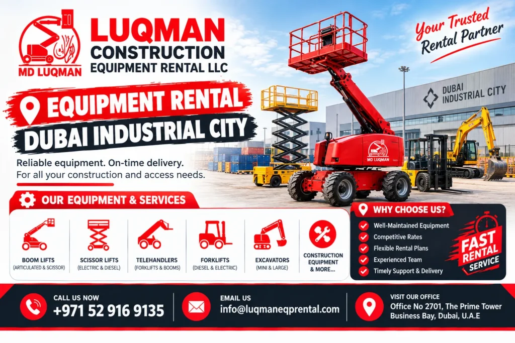 Equipment rental in Dubai Industrial City