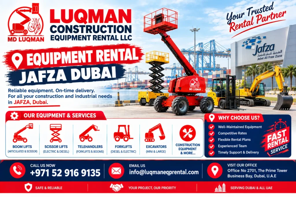 Equipment rental in JAFZA Dubai